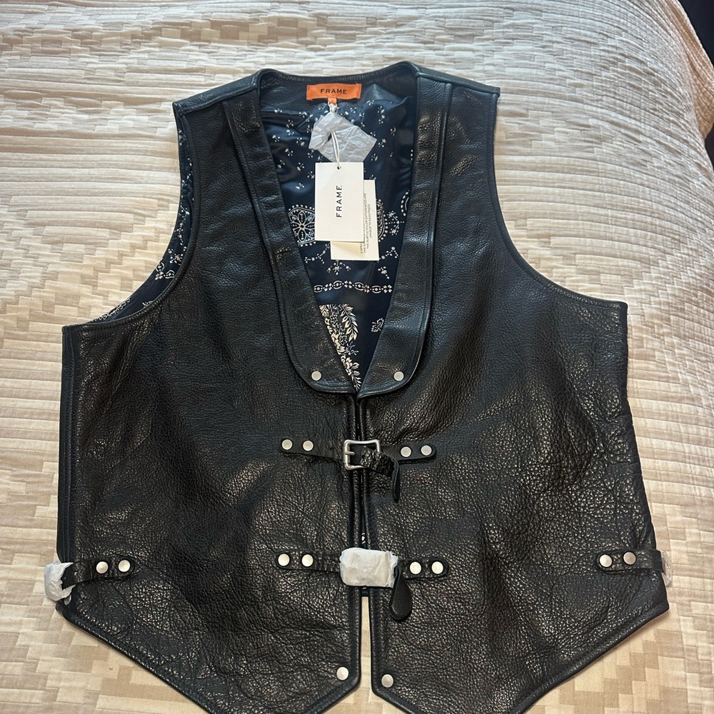 Frame Denim Black 100% Leather Vest